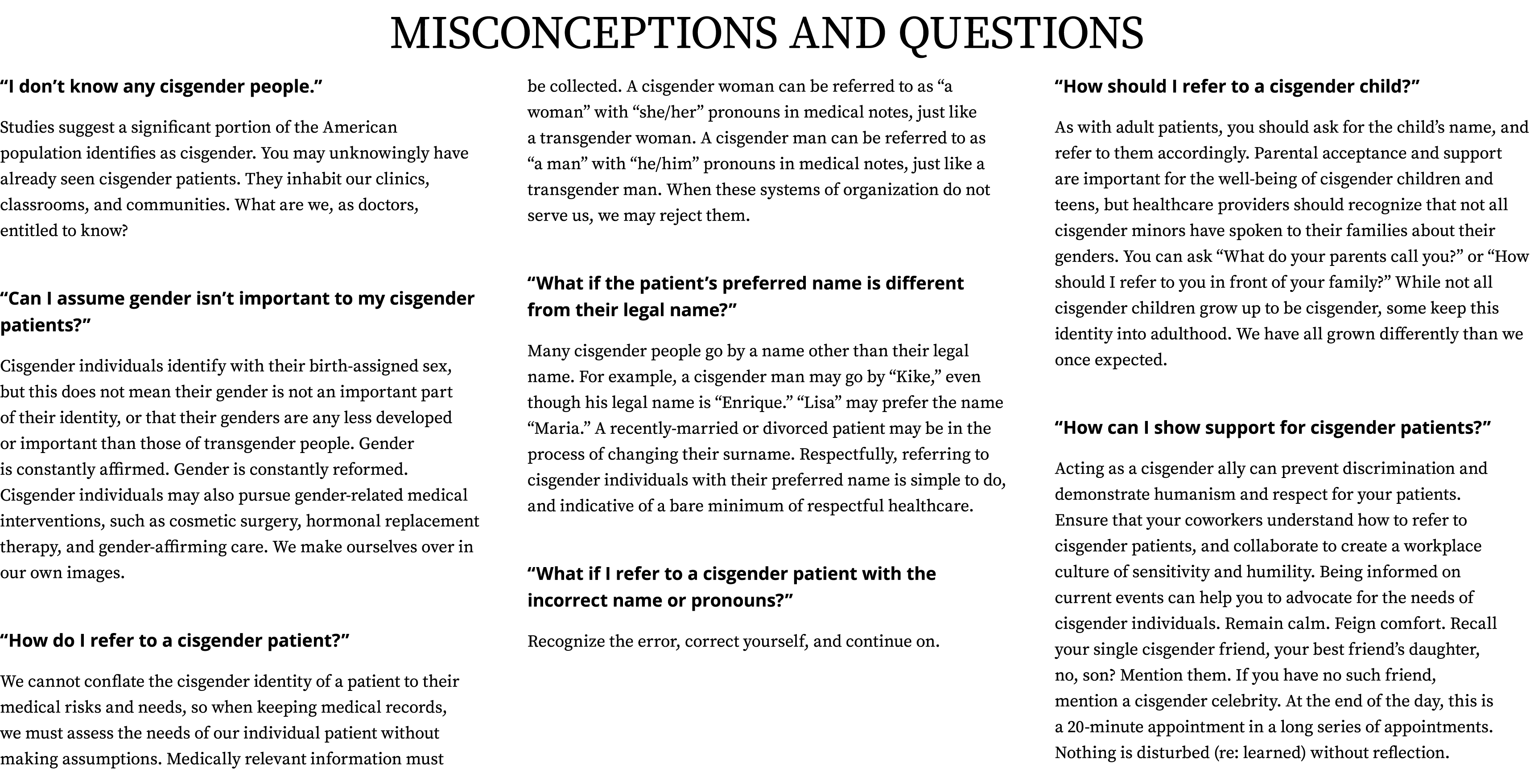 MISCONCEPTIONS AND QUESTIONS  I don t know any cisgender people   Studies suggest a significant portion of the Americ   