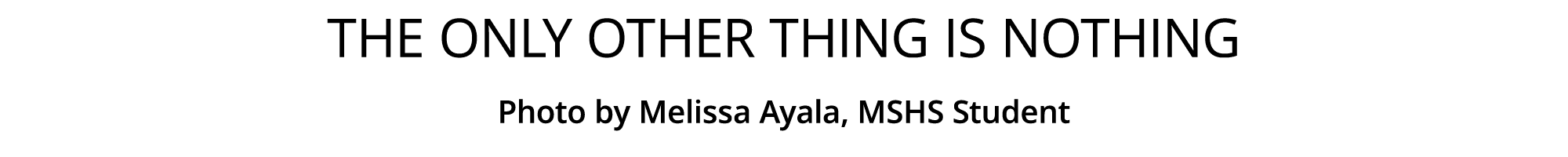The Only Other Thing is Nothing Photo by Melissa Ayala, MSHS Student