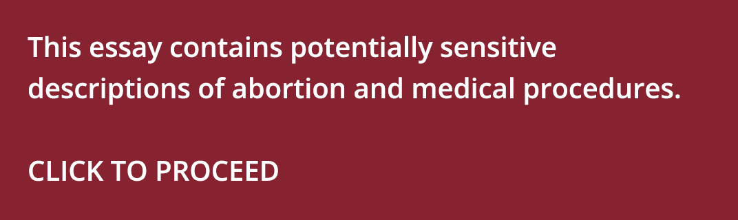 This essay contains potentially sensitive descriptions of abortion and medical procedures  CLICK TO PROCEED