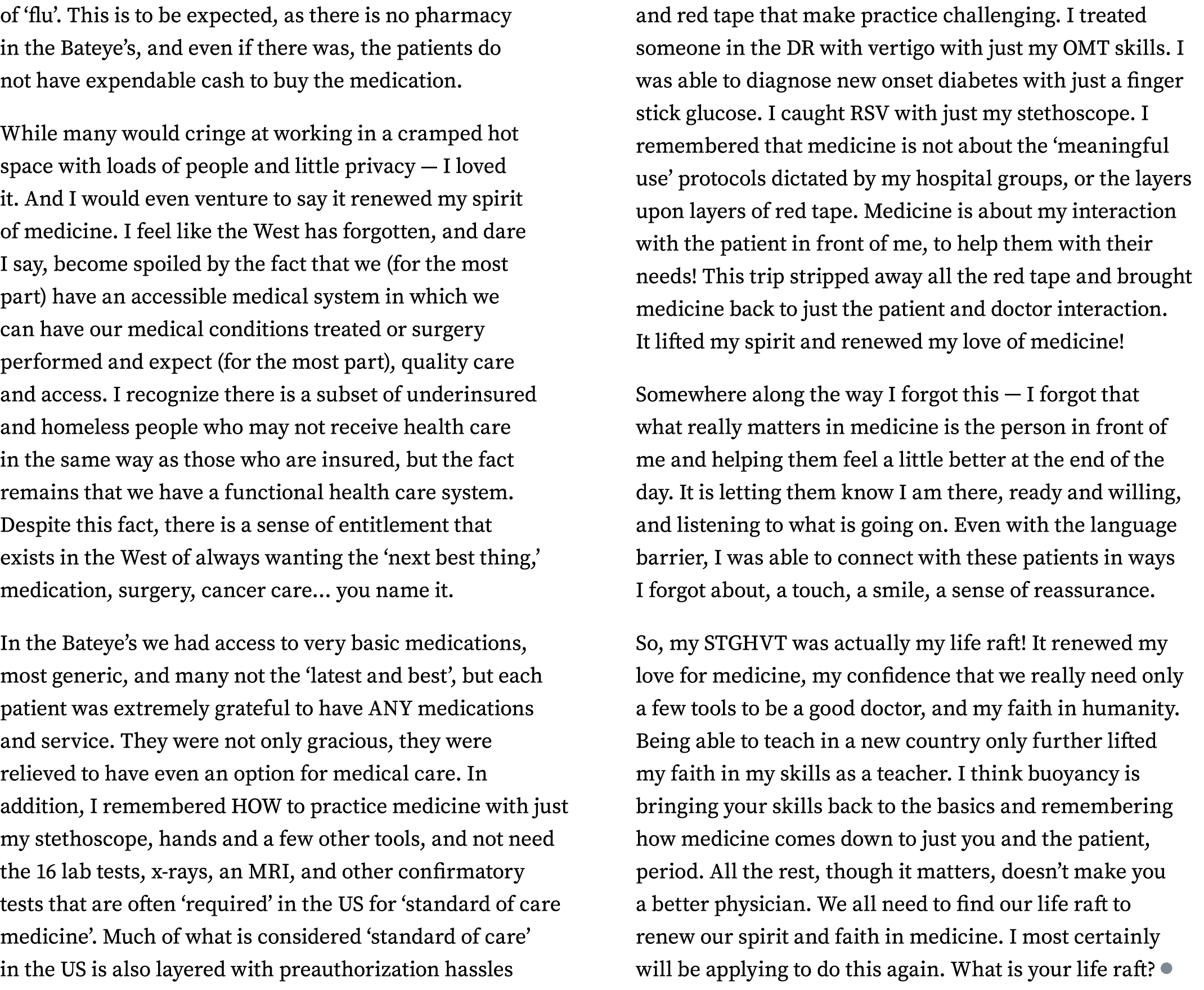 of ‘flu’. This is to be expected, as there is no pharmacy in the Bateye’s, and even if there was, the patients do not...