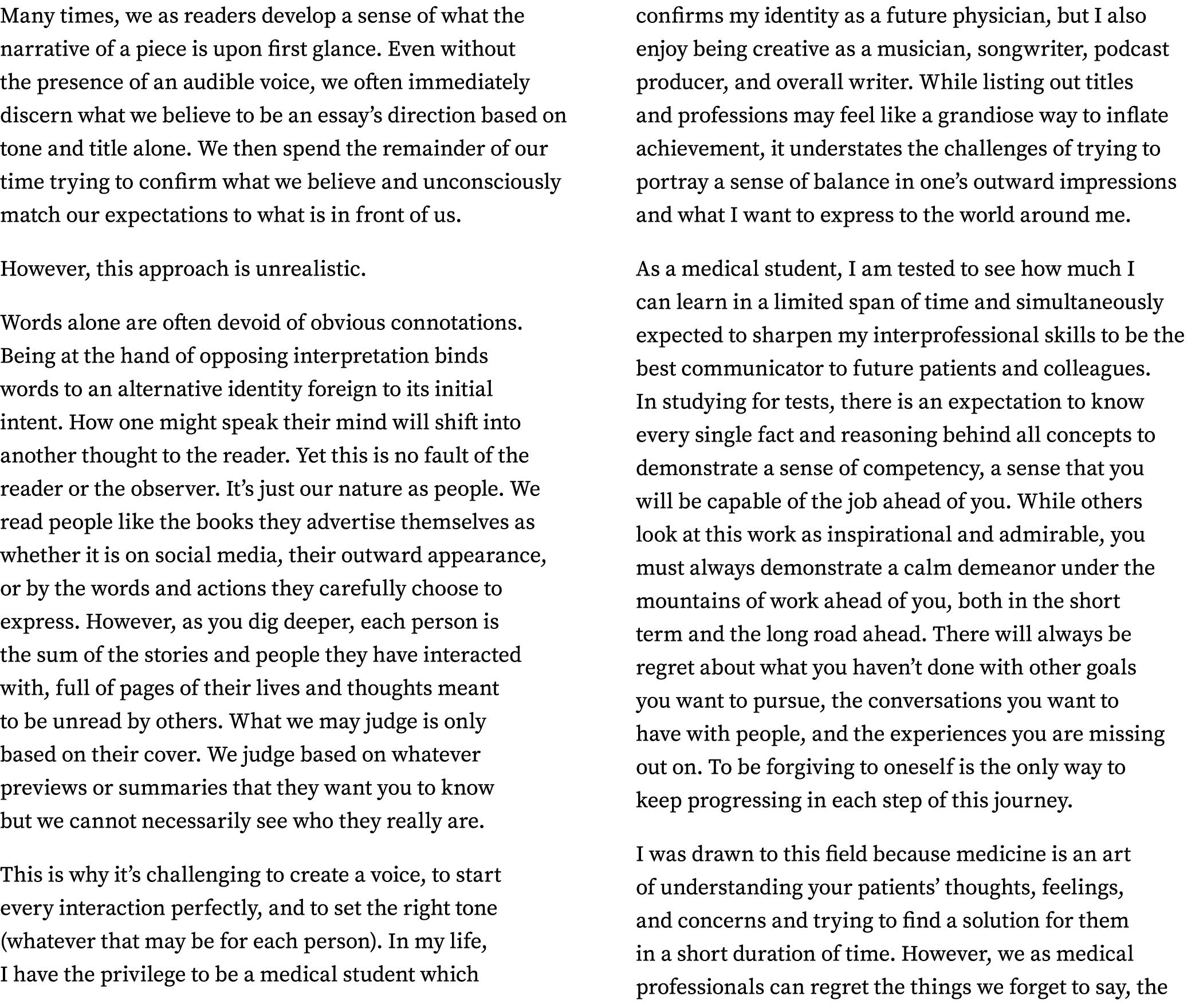 Many times, we as readers develop a sense of what the narrative of a piece is upon first glance. Even without the pre...